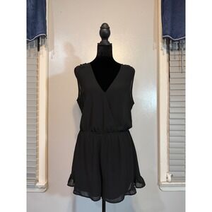 ASTR Black Romper Sheer Flowy Model Off Duty Minimal Chic Date Night S